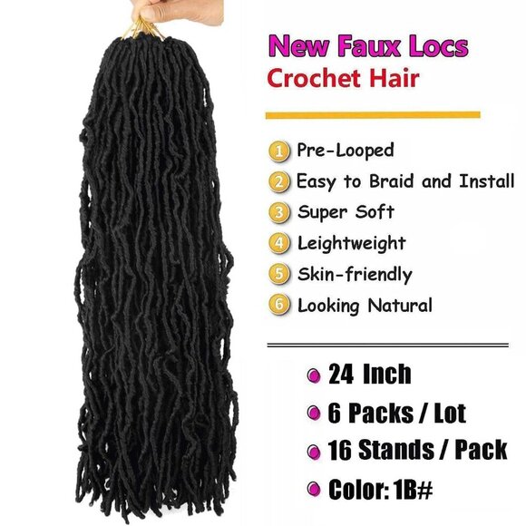 Soft Locs Crochet Hair 24 Inch Faux Locs Pre Looped 6 Packs for Black Women main image 5